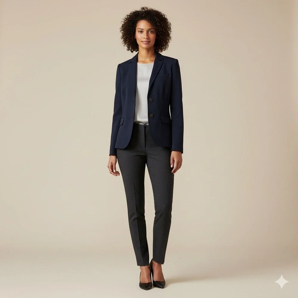 J.Crew Blazer Womens 4 Navy Tailored‎ Wool 2Button NotchedLapel SingleBreasted